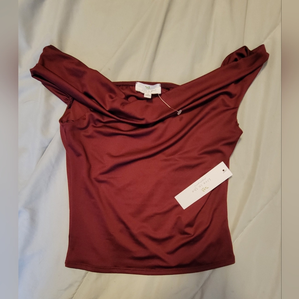 Elegant Off-Shoulder Burgundy Blouse